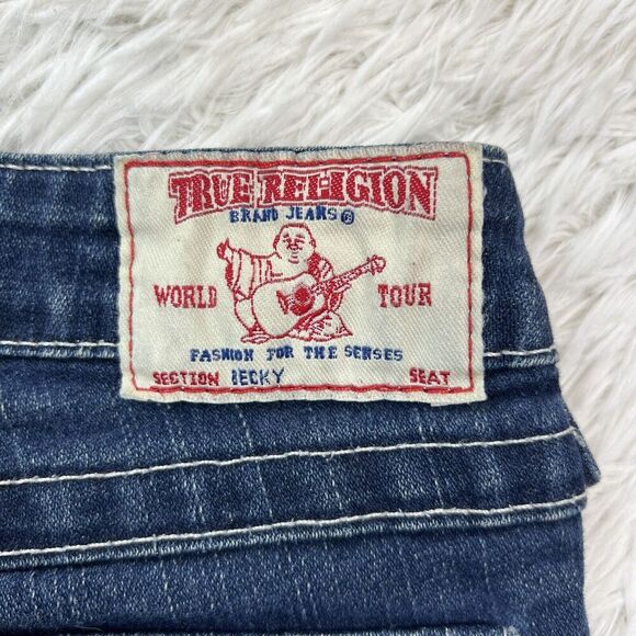 True Religion Becky Women's Jeans Denim Flap Pocket White Boot Cut size 27 USA - Picture 16 of 16